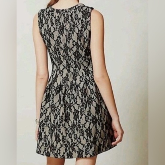 ANTHROPOLOGIE HD In Paris Violante Black Lace Mini A-Line Dress Size Medium - Picture 2 of 15